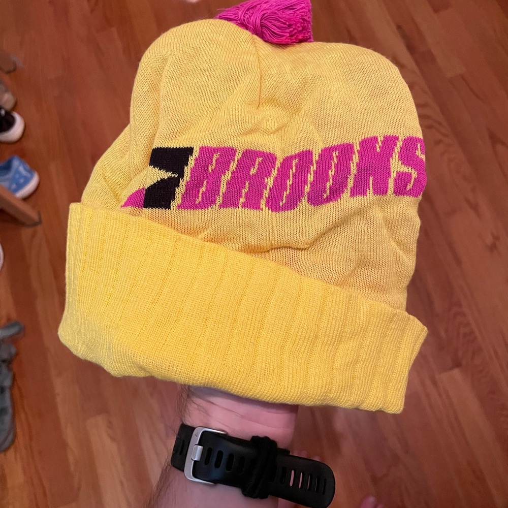 Brooks Yellow and Pink Knit Hat